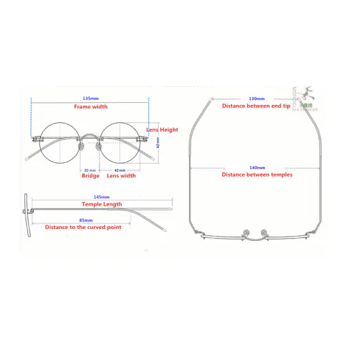 Custom Glasses Frames, Manual Custom Made Lens 38-44mm-Medium