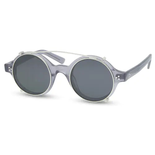 Round Thick Rimmed Clear Glasses | Aviator Sunglasses-Gray-Silver