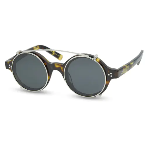 Round Thick Rimmed Clear Glasses | Aviator Sunglasses-Tortoise-Silver