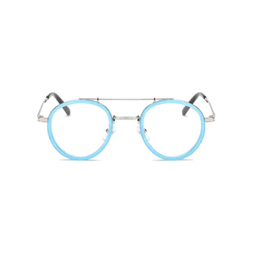 Blue Round Acetate Wrapped Aviator 