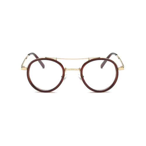 Brown Round Acetate Wrapped Aviator
