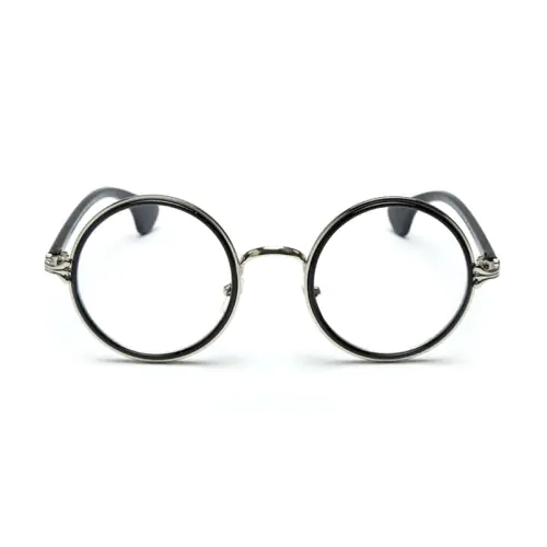 Round Glasses Frames Black Silver