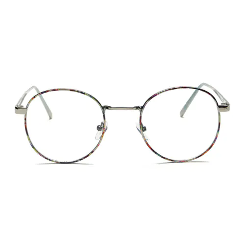 No line bifocals reading glasses, Floral Silver