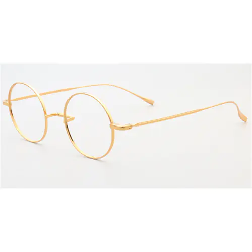 Titanium Saddle Bridge Eyeglasses for Men and Women, Gandhi Style-Gold