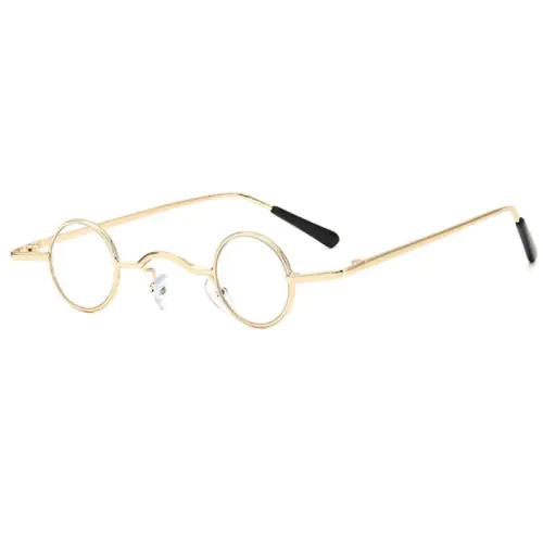 Super Small Round Sunglasses for Men, Gray Frames & Lenses-Gold Frame