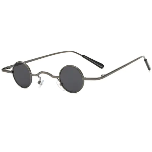 Super Small Round Sunglasses for Men, Gray Frames & Lenses-Gray