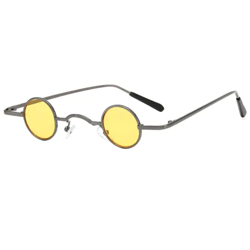 Super Small Round Sunglasses for Men, Yellow Lenses