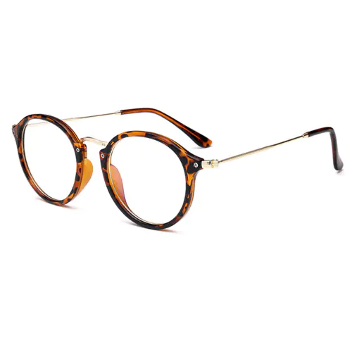 Black Browline Round Glasses for Oblong Face-Tortoise