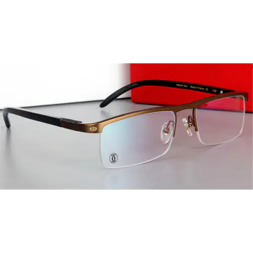 Buffalo Horn Glasses with Semi Rimless Browline Titanium Dominant Top Bar-Brown