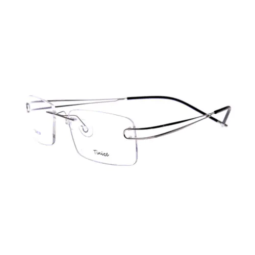 Rimless Glasses with Titanium Frames Gray Twin Temple