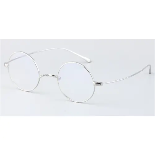 Titanium Saddle Bridge Eyeglasses Round Glasses for Men and Women-Silver