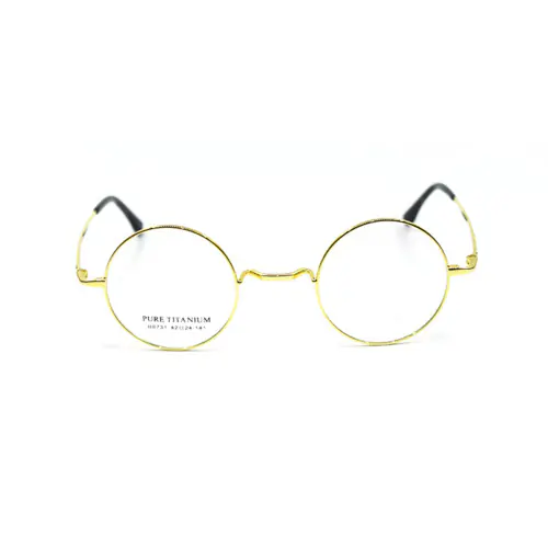 Titanium Saddle bridge eyeglasses, Gandhi Style, Without Nose Pads-Gold