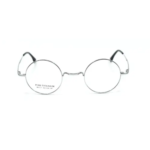 Titanium Saddle bridge eyeglasses, Gandhi Style, Without Nose Pads-Silver