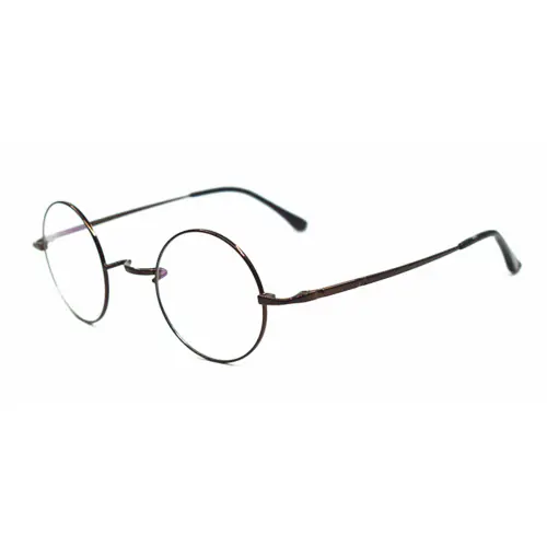 Titanium Saddle bridge eyeglasses, Gandhi Style, Without Nose Pads-Brown