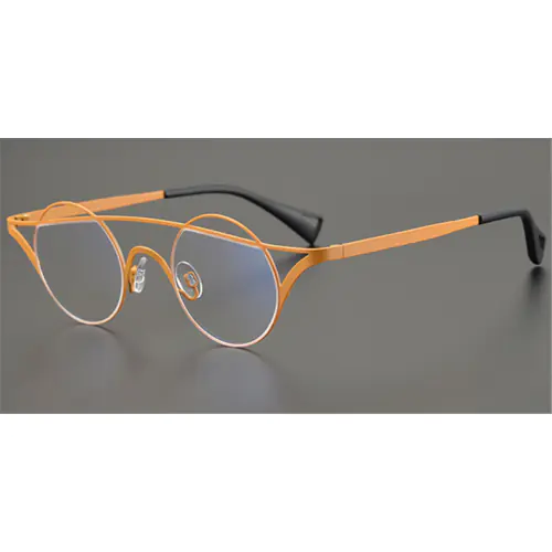 Pure Colorful Titanium Womens Eyeglasses Frames | Cat Eye Aviator Unique Design-Orange