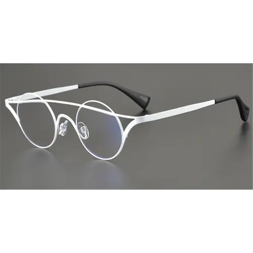Pure Colorful Titanium Womens Eyeglasses Frames | Cat Eye Aviator Unique Design-White
