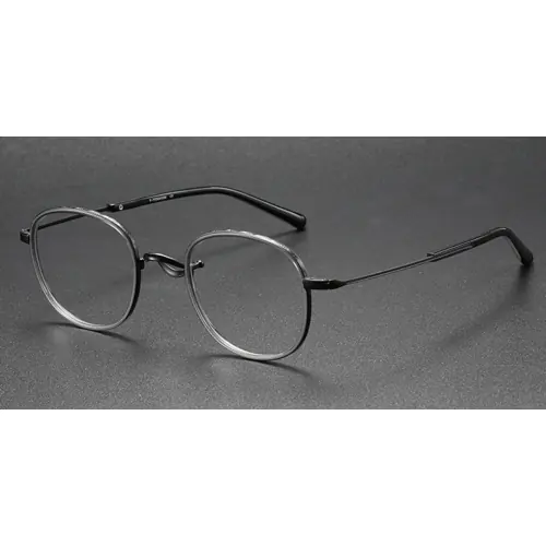 Tortoise Saddle Bridge Titanium Frames for High Prescriptions-Gray-Clear