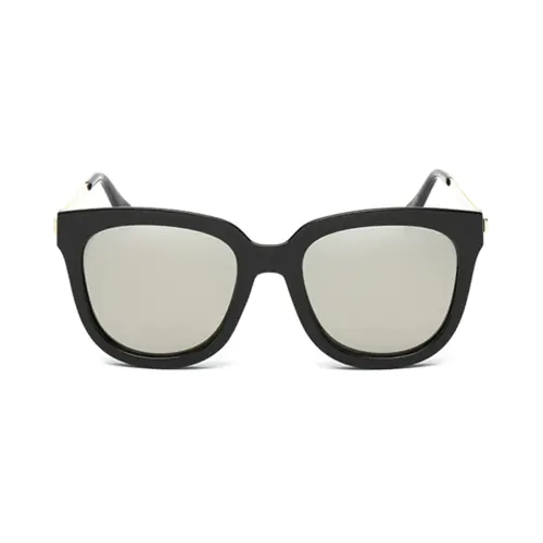 Oversized polarized wayfarer sunglasses, Silver Lenses