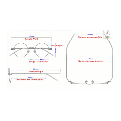 Custom Glasses Frames, Manual Custom Made Lens 38-44mm-Large