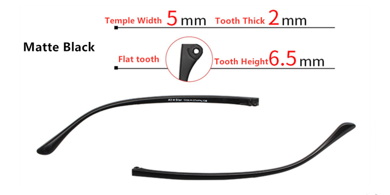 Eyeglasses temple for eyeglasses repair 5.0 mm widt