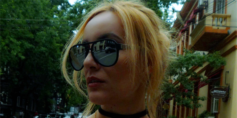 Wide-brimmed Hipster Prescription Sunglasses, Orange Lenses