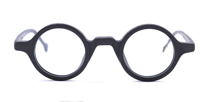Super Small Round glasses for men Black Woodgrain