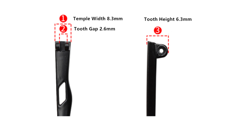 Double tooth glasses temple for eyeglass temple repair 8.3 mm-s