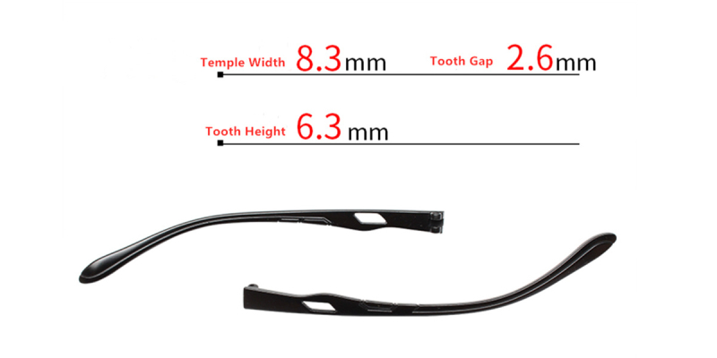 Double tooth glasses temple for eyeglass temple repair 8.3 mm