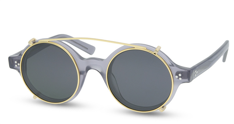 Round Thick Rimmed Clear Glasses | Aviator Sunglasses-Gray-Gold