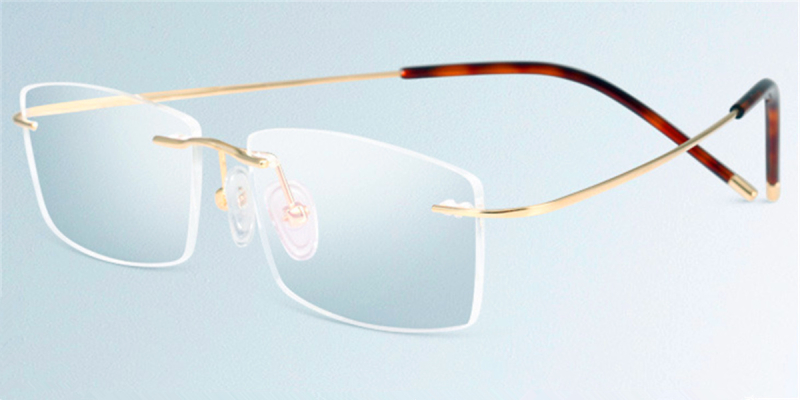 18 K Custom Made Rimless Real Gold Eyeglasses