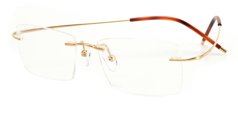18 K Custom Made Rimless Real Gold Eyeglasses