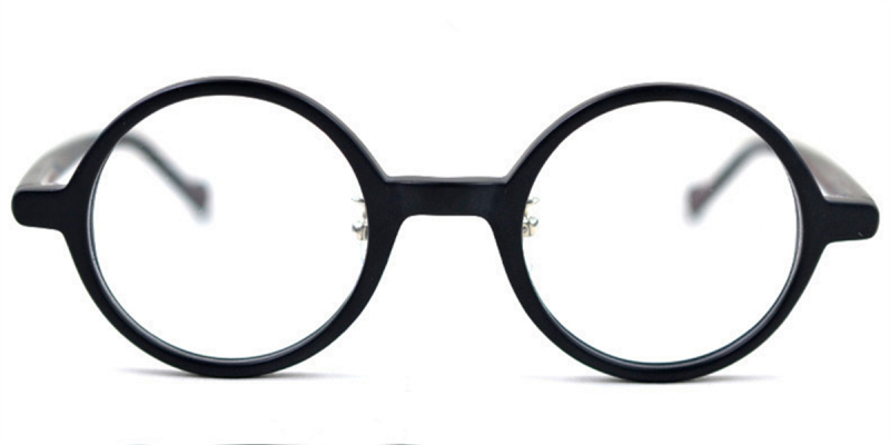 Vintage Small Round glasses for men Matte Black -f