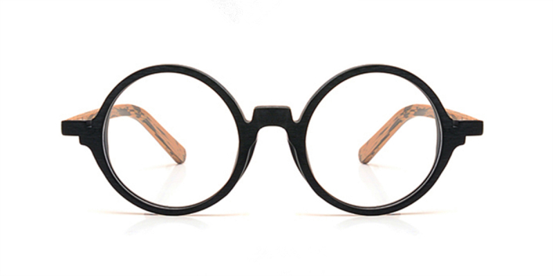 Round glasses for men Woodgrain Black Brown