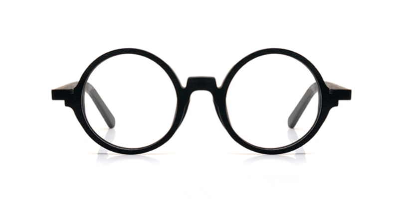 Round glasses for men Black Woodgrain