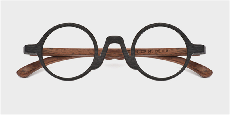 Super Small Round glasses for men Woodgrain