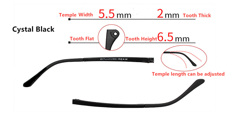 Eyeglasses temple for eyeglasses replacement