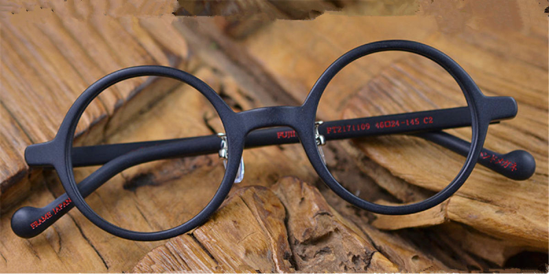 Vintage Small Round glasses for men Matte Black -c