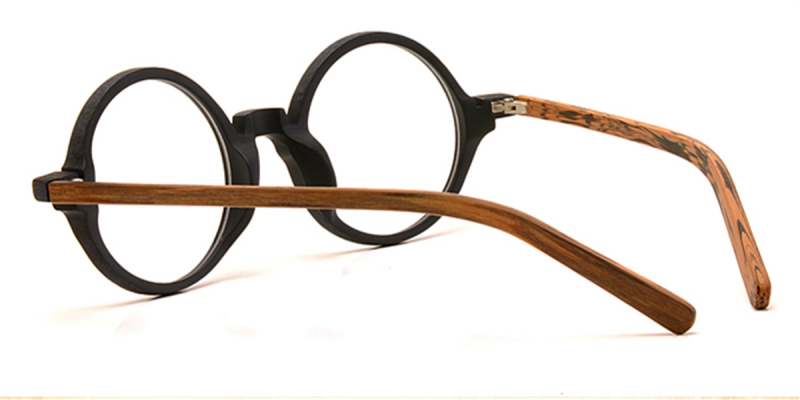 Round glasses for men Woodgrain Black Brown-b
