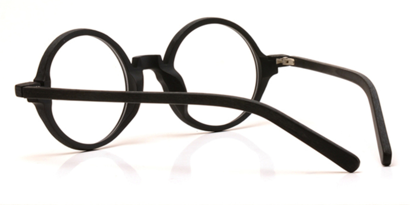 Round glasses for men Black Woodgrain-b
