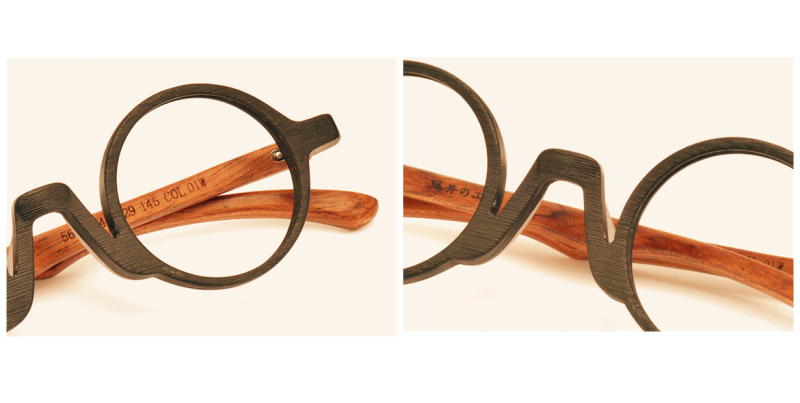 Super Small Round glasses for men Brown Woodgrain-d