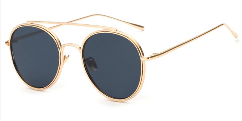 Round glasses with golden frame accommodate prescription sunglasses3