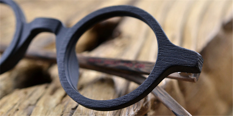 Super Small Round glasses for men Woodgrain-d