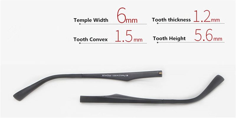Replacement temples for glasses, temple width 6mm