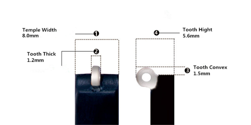 Eyeglass replacement temple arms-8.0mm