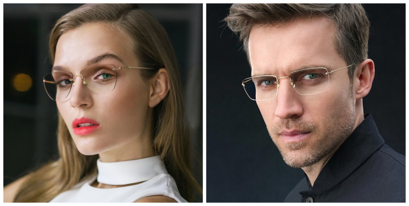 18 K Custom Made Rimless Real Gold Eyeglasses