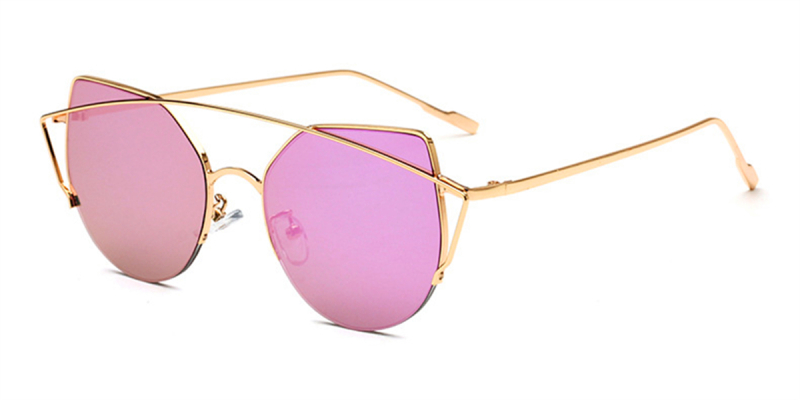 Flash Lens Sunglasses Pink Gold Aviator Frame 