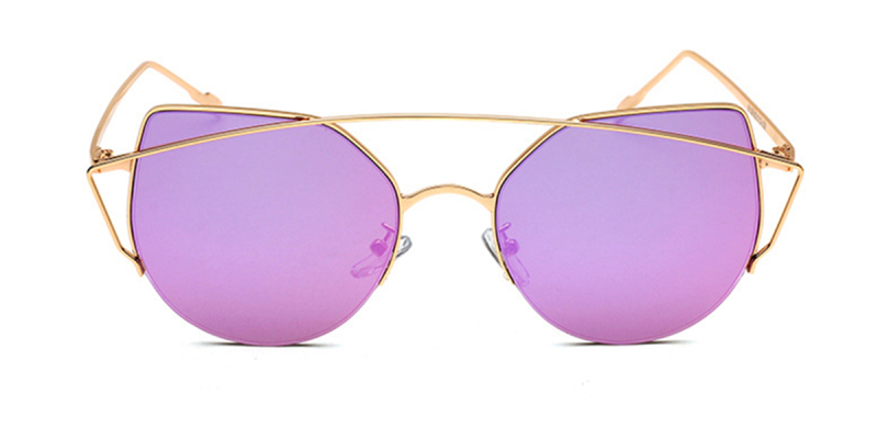 Flash Lens Sunglasses Pink Gold Aviator Frame 