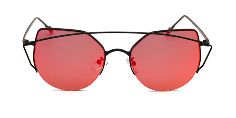 Orange Flash Lens Sunglasses Black Aviator Frame 