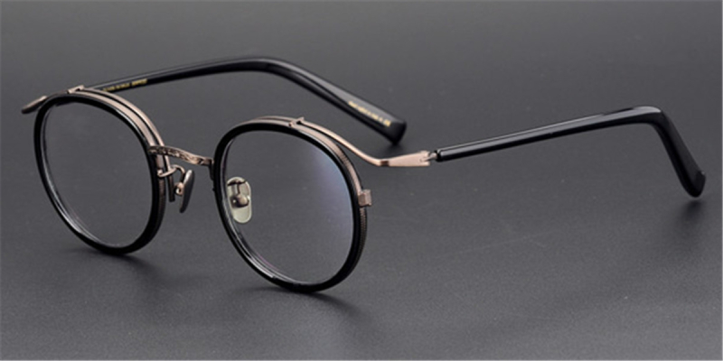 Round Browline Gold Glasses Special Design frame for High Prescription