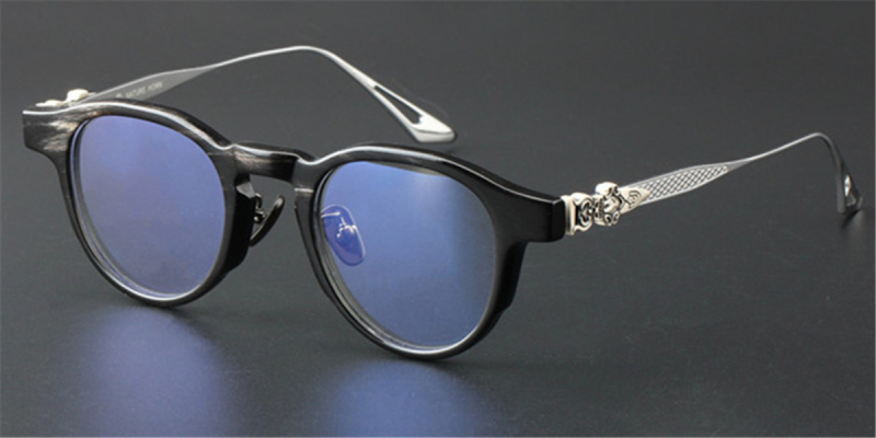  Buffalo Horn Glasses -Natural Horn Glasses -Titanium Temple-925 Silver Adornment